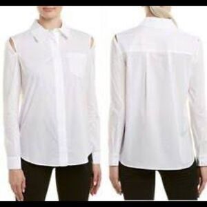 Milly  Cassie White Blouse with Cold Shoulder.